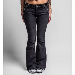 dámské kalhoty jeans AFFLICTION - CROSS APPLIQUE - černé - AWV30228-BKRN