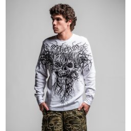 pánské tričko s dlouhým rukávem AFFLICTION - ROOTED - bílé - A29583-WH