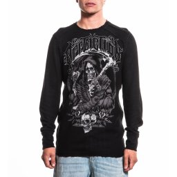 pánské oboustranné tričko s dlouhým rukávem AFFLICTION - SUPERSTITION - metalicky šedé - A29925-GUNM