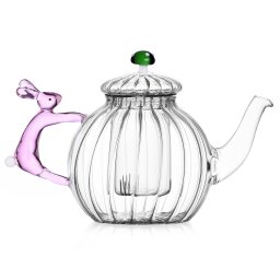 Ichendorf Milano designové konvice Alice Teapot Pink Rabbit & Green Mushrooms