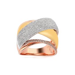 Zlatý tříbarevný prsten s brilianty 0,840 ct IZBR123R