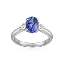 Jemný tanzanitový prsten 0,86 ct s diamanty IZBR395A