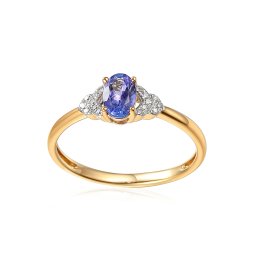 Tanzanitový prsten 0,46 ct s diamanty, žluté zlato IZBR1071