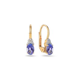 Tanzanitové náušnice 0,92 ct s diamanty, žluté zlato IZBR1071N
