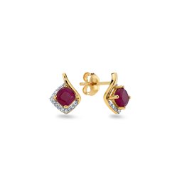 Náušnice s rubínem 0,95 ct a diamanty Adelle KU655R