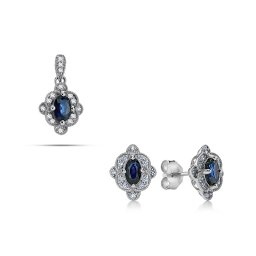 Diamantová souprava Ainsley se safírem, bílé zlato 14K KU2185AS