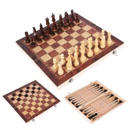 Gaira® Šachy dřevěné 3v1 44x44cm