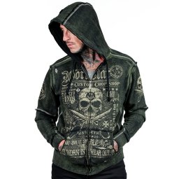 pánská mikina na zip WORNSTAR - Blood Sweat and Shears - černá/zelená - WSHZ-BSSH