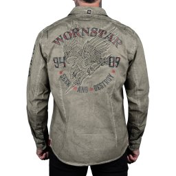pánská košile s dlouhým rukávem WORNSTAR - Seek And Destroy - Olivová - WSBM-SADO