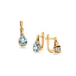 Zlatá topasová souprava s diamanty 0.015 ct BSBR111S