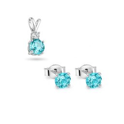 Turmalínová souprava s diamanty, bílé zlato 14K IZLG1567S