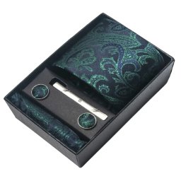 Gaira® Kravata, spona, manžetové knoflíčky a kapesníček 775, Barva zelená