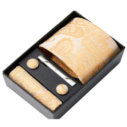 Gaira® Kravata, spona, manžetové knoflíčky a kapesníček 775, Barva žlutá