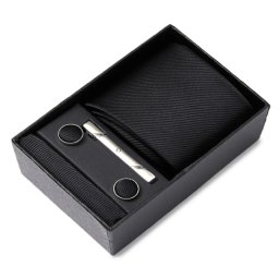 Gaira® Kravata, spona, manžetové knoflíčky a kapesníček 778, Barva černá