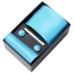 Gaira® Kravata, spona, manžetové knoflíčky a kapesníček 778, Barva světle modrá