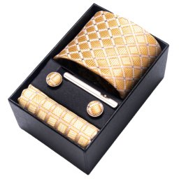 Gaira® Kravata, spona, manžetové knoflíčky a kapesníček 778, Barva žlutá