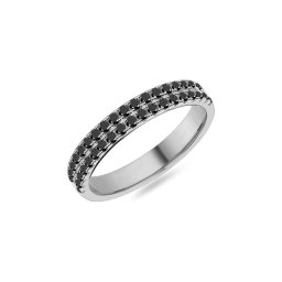 Dámský snubní prsten s černými diamanty 3,3 mm, bílé zlato IZKR032A-F-B