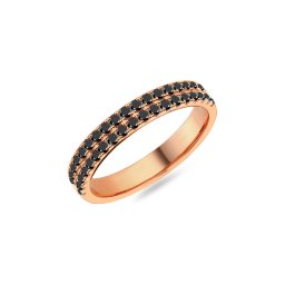Dámský snubní prsten s černými diamanty 3,3 mm, růžové zlato IZKR032R-F-B