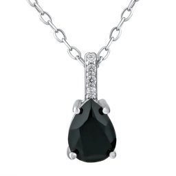 Silvego Stříbrný náhrdelník Steffi s přírodním safírem a Brilliance Zirconia 42 + 5 cm - JJJ1993NSB