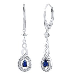 Silvego Luxusní stříbrné náušnice Nelope s pravým safírem a Brilliance Zirconia - FWE18412BS