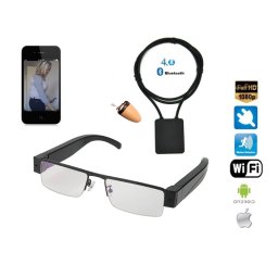 SPY sada - FULL HD WiFi kamera v brýlích + Spy sluchátko