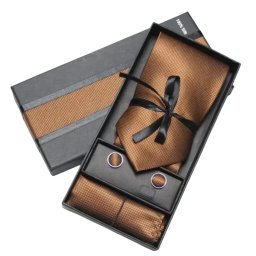 Gaira® Kravata, manžetové knoflíčky a kapesníček 7009, Barva hnědá