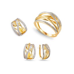 Víceliníová briliantová souprava, žluté zlato 14K IZBR1513S