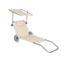 SPRINGOS Zahradní lehátko na kolečkách SPRINGOS MOBI béžové GC0041-XG