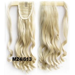 Girlshow Culík - cop vlnitý, 57 cm se suchým zipem a omotávkou - M24/613 (mix platinově plavá/beach blond)