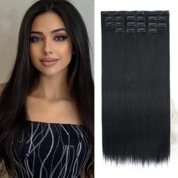Girlshow Clip in sada DE-LUXE 57 cm - odstín 1# - uhlově černá