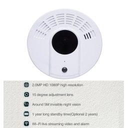 WiFi detektor kouře s FULL HD kamerou + IR LED + mobil app