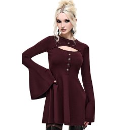dámské šaty s dlouhým rukávem KILLSTAR - MYRA KNITTED - vínové - RED - KSRA015519