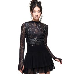 dámské body s dlouhým rukávem KILLSTAR - MARIPHA - černé - KSRA015365