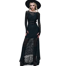 dámské dlouhé šaty KILLSTAR - BELLA'S CURSE - tmavě zelené - KSRA015218