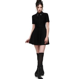 dámské áčkové mini šaty KILLSTAR - ALARIA - černé - KSRA015217