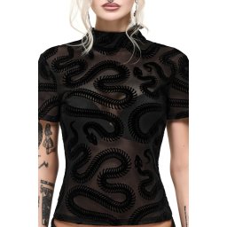 dámský síťovaný top KILLSTAR - SERPENTES - černý - KSRA015211