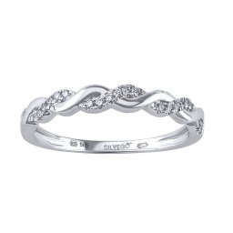SILVEGO Diamantový zásnubní prsten Fay z bílého zlata s diamanty 0,10 ct - obvod 54 mm