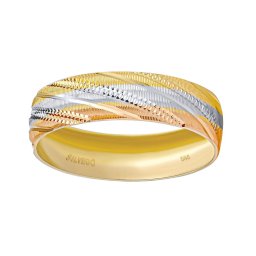 SILVEGO Zlatý snubní prsten Annissa s ručním rytím bílé, žluté a růžové zlato - obvod 59 mm