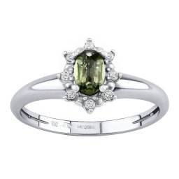 SILVEGO Stříbrný prsten Lina s pravým vltavínem a Brilliance Zirconia - obvod 60 mm
