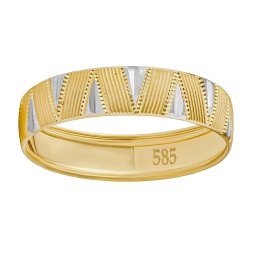 SILVEGO Snubní zlatý prsten Arleana ze žlutého a bílého 14kt zlata - obvod 53 mm
