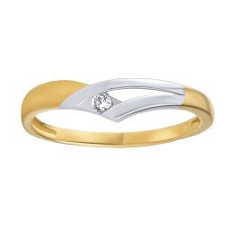 SILVEGO Snubní zlatý prsten Monica s Brilliance Zirconia ze žlutého a bílého 14kt zlata - obvod 61 mm