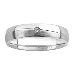 SILVEGO Snubní stříbrný prsten GLAMIS s diamantem 0,03 ct - obvod 61 mm