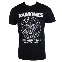 tričko pánské Ramones - First World Tour 1978 - Black - ROCK OFF - RATTRTW01MB
