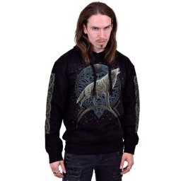 pánská mikina s kapucí SPIRAL - CELTIC WOLF - černá - T220M451
