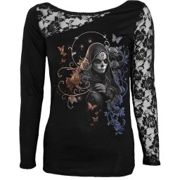 dámský top s dlouhým rukávem SPIRAL - GOTHIC GRACE - černý - K139F439