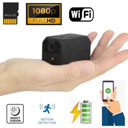 Mini Full HD kamera Wi-Fi s 120 ° úhlem + Extra výkonné IR LED až do 10 metrů + držák 360 °