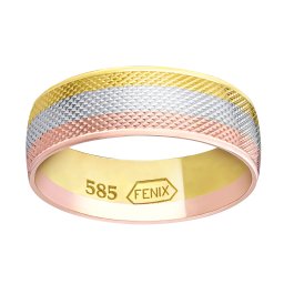 SILVEGO Zlatý snubní prsten Kahlo ze žlutého, bílého a růžového zlata - obvod 58 mm