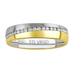 SILVEGO Snubní stříbrný prsten Glowie pozlacený žlutým zlatem s Brilliance Zirconia - obvod 57 mm