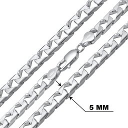 SILVEGO Stříbrný řetízek SQUARE CURB Pancer 6 mm - rhodiovaný - 60 cm