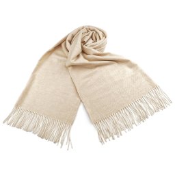 Šátek / šála typu pashmina s třásněmi 70x185 cm, barva 2 béžová světlá